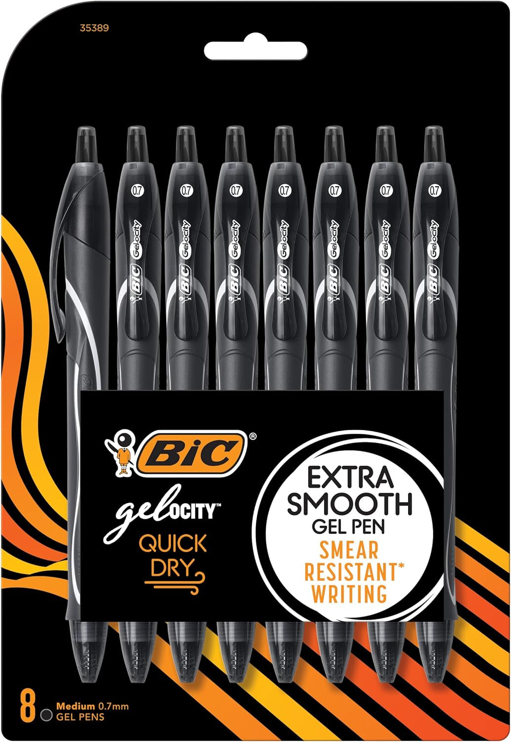 Gelocity Quick Dry Black Gel Pens, Medium Point (0.7Mm), 8-Count Pack, Retractable Gel Pens with Comfortable Full Grip