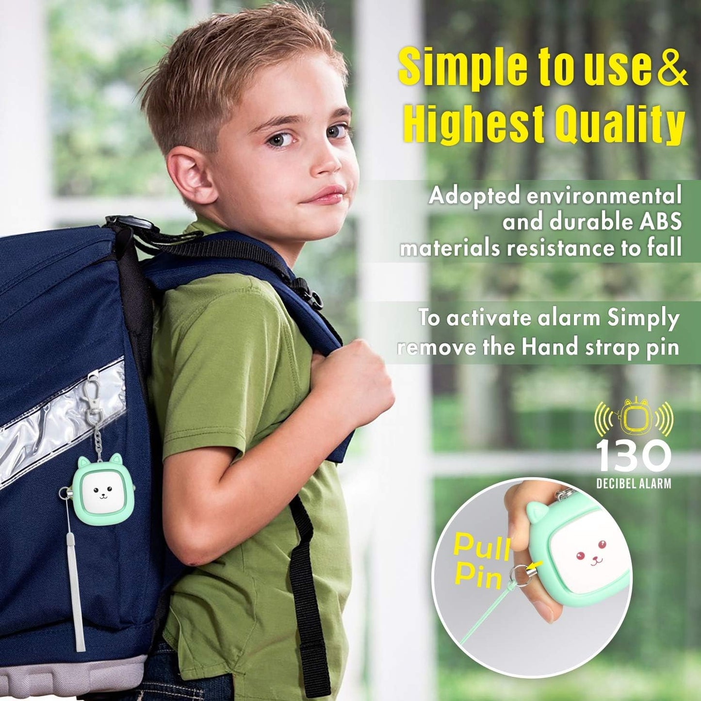Safe Sound Personal Alarm - 3 Pack 130 dB Emergency Self-Defense Keychain - LED Light Enhanced Security (Black/Purple/Green)