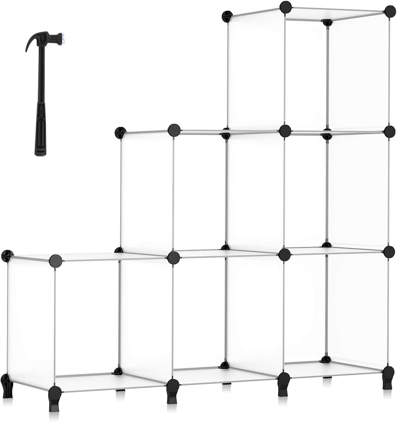6-Cube Closet Organizer and Storage Shelf with Metal Hammer, Versatile Cabinet for Bedroom, Kitchen, and Closet, Black