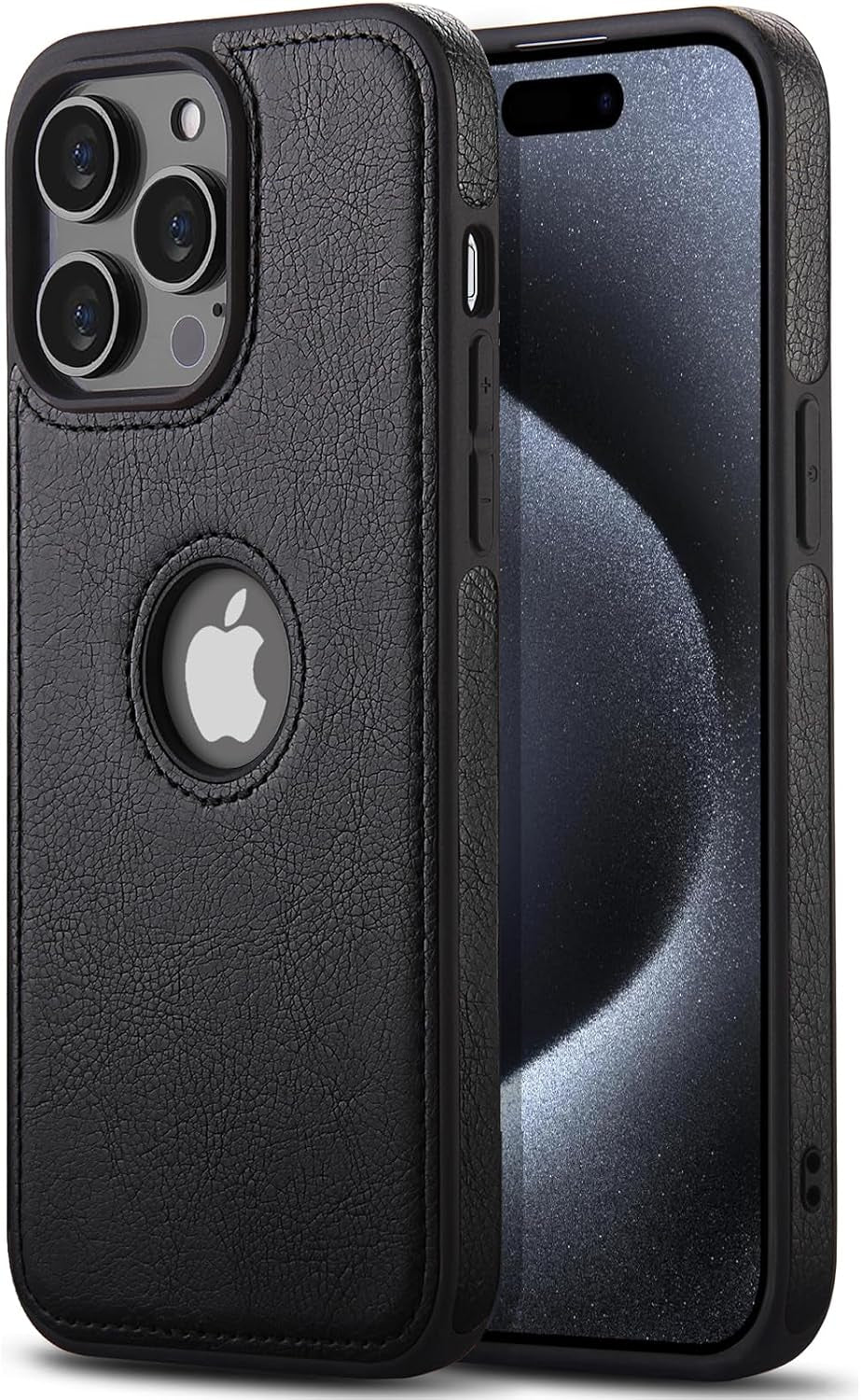 Premium Leather and TPU Hybrid Case Cover for iPhone 15 Pro Max - Brown