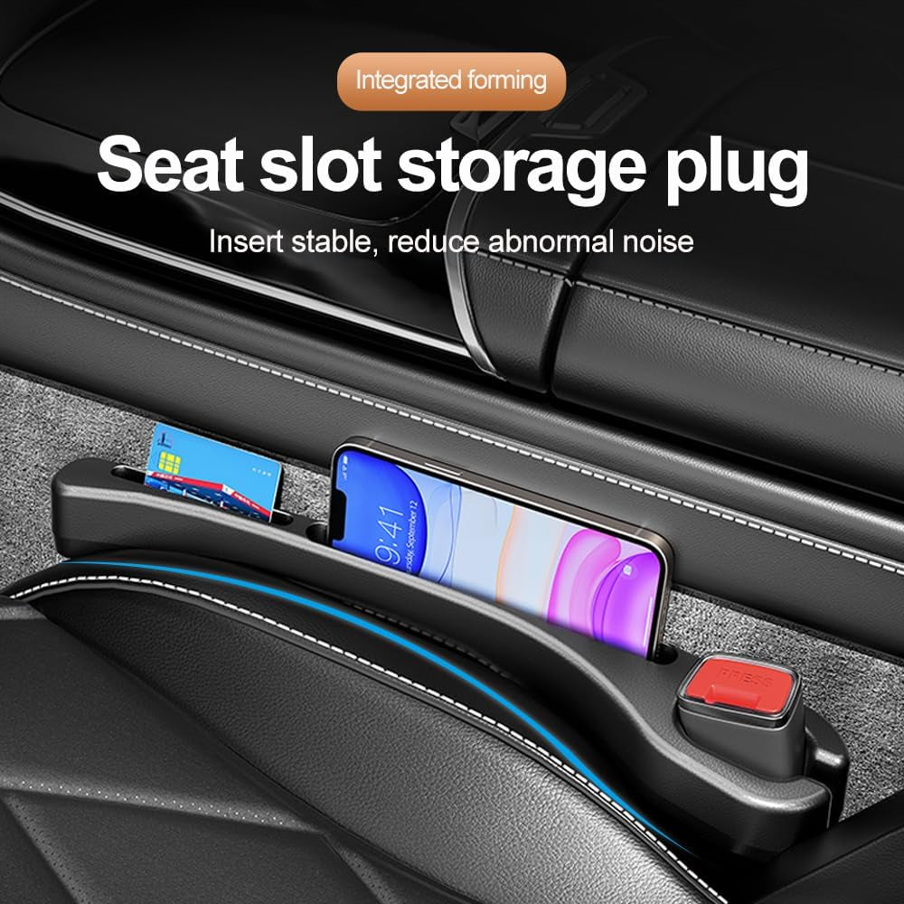 2-Pack Enhanced Car Seat Gap Filler with Phone Holder - Multifunctional Organizer - Universal (Black)