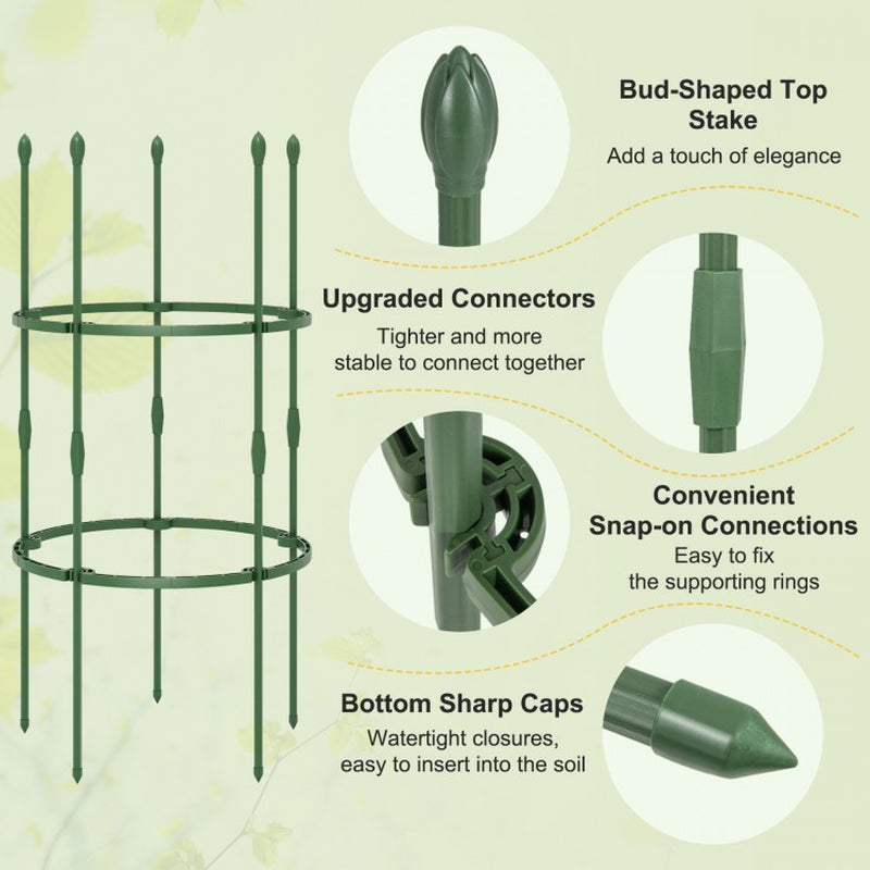 3-Pack Garden Trellis Plant Support Stands, 40/60 Inches Tall with Clips and Ties