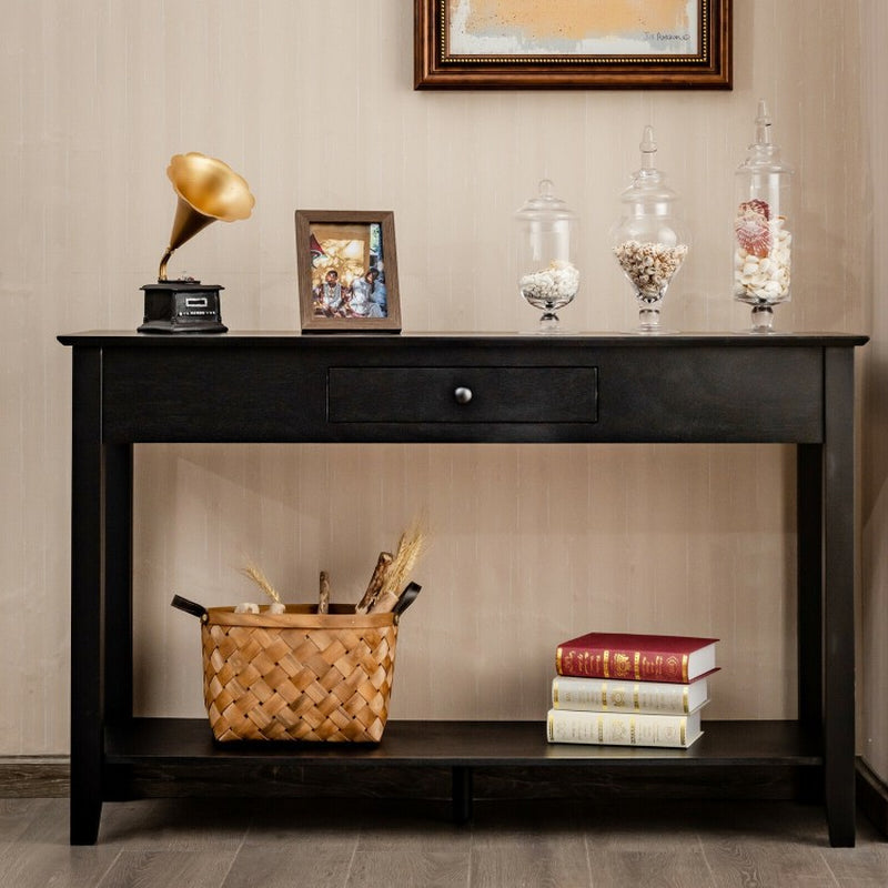 Console Sofa Side Accent Table with Drawer and Shelf Storage