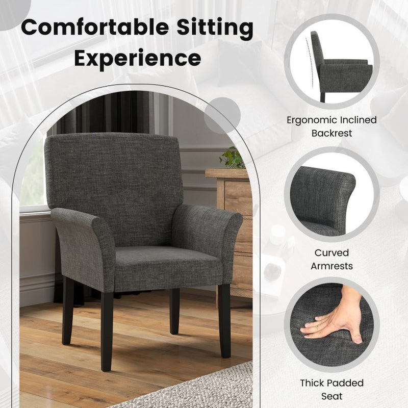 Executive Guest Armchair with Fabric Upholstery and Rubberwood Legs