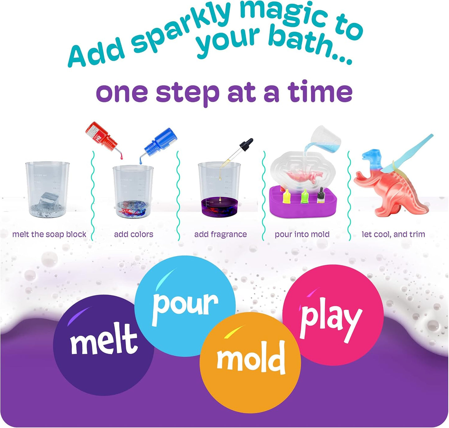 Dino Soap Making Kit for Kids - Dinosaur Science Kits for Kids All Ages - STEM DIY Activity Craft Kits - Crafts Gift for Girls and Boys
