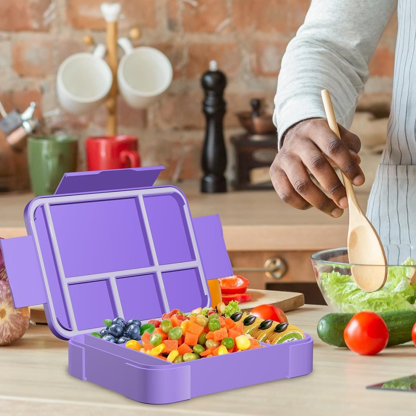 Lunnch Box for Kids and Adults - Leak-Proof Lunch Container with 5 Compartments, BPA Free, Dishwasher Safe