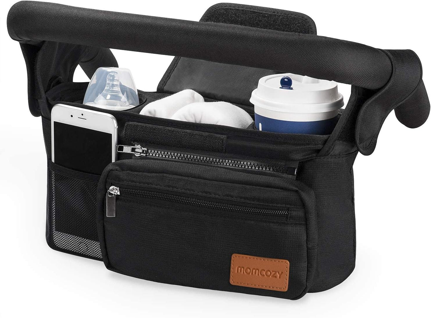 Universal Stroller Organizer - Insulated Cup Holder, Detachable Phone Bag, Shoulder Strap