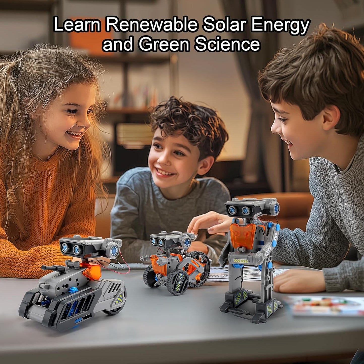 15-in-1 Solar Robot Building Kit for Ages 8-14, Dual Power Solar and Battery Educational Science Toys