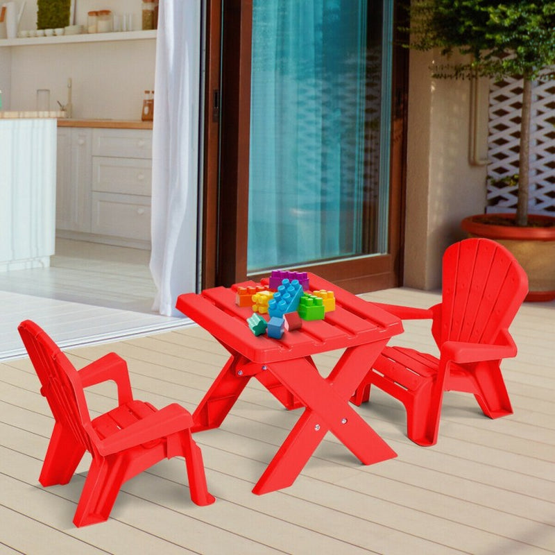 3-Piece Children's Plastic Play Table and Chair Set