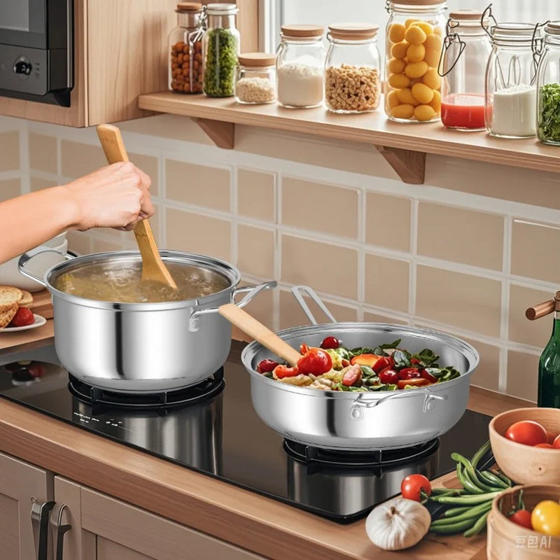12-Piece Cookware Set with Tempered Glass Lids and Ergonomic Handles