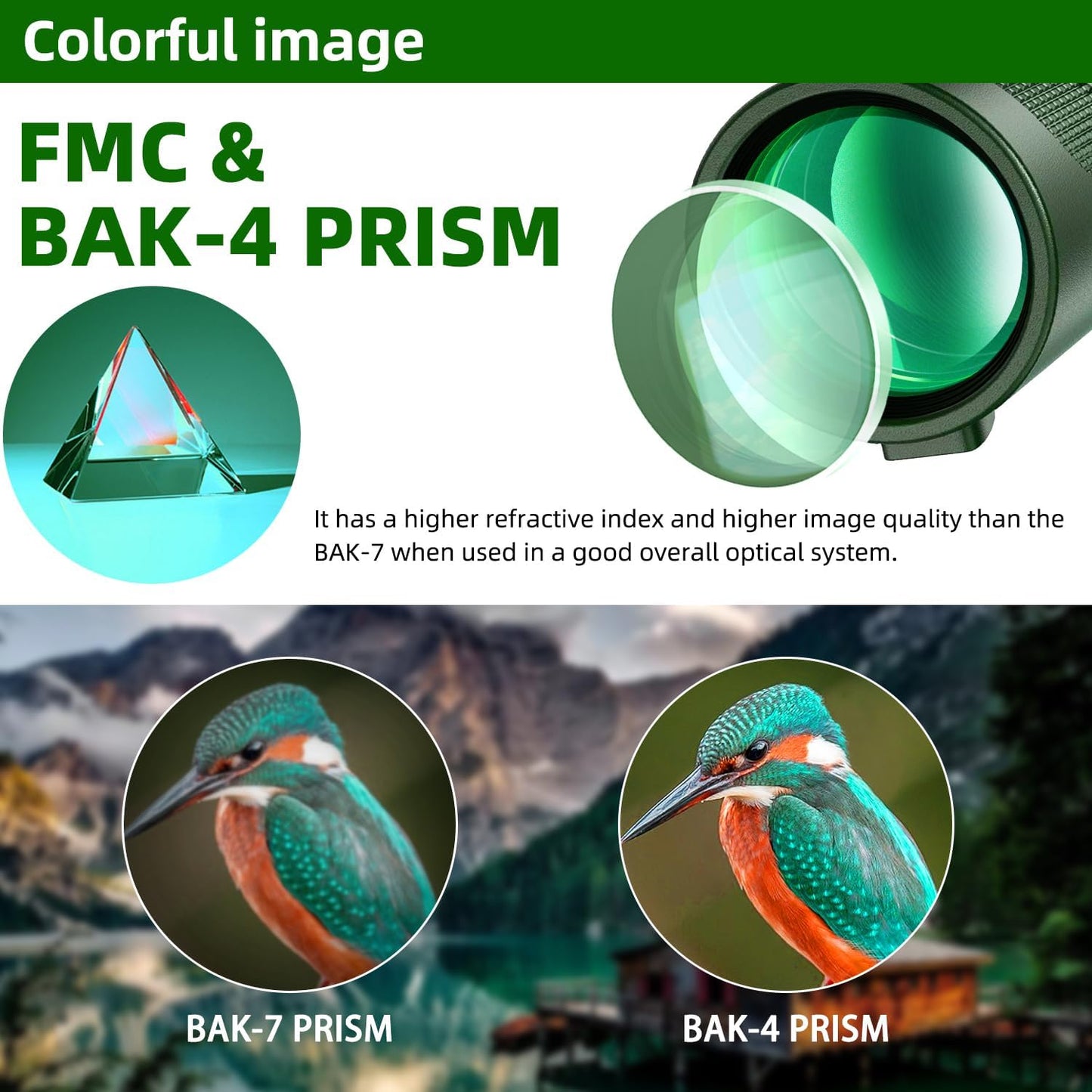 40x60 High-Power Monocular Telescope for Adults with Phone Adapter, Tripod, and Hand Strap - Low Light Vision Monocular with BAK4 Prism