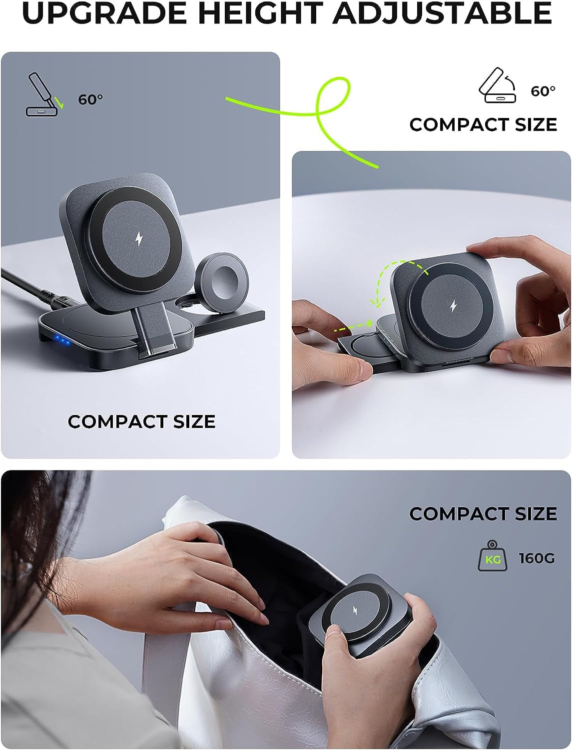 3-in-1 Wireless Charging Station for Apple Devices - MagSafe Compatible Charger Stand for iPhone, AirPods, and Apple Watch