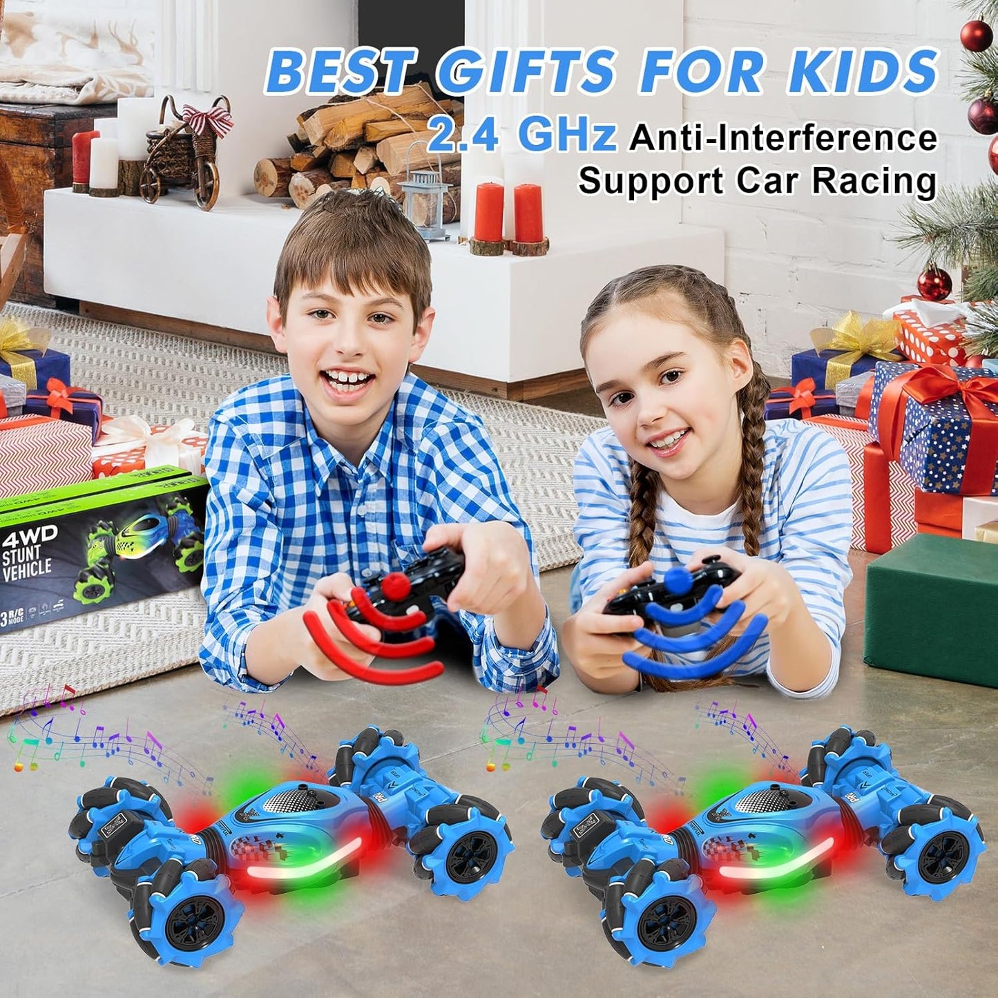 360° Rotate All-Round Drift Gesture Sensing RC Stunt Car 4WD Off-Road 2.4Ghz with Lights Music Ages 6+