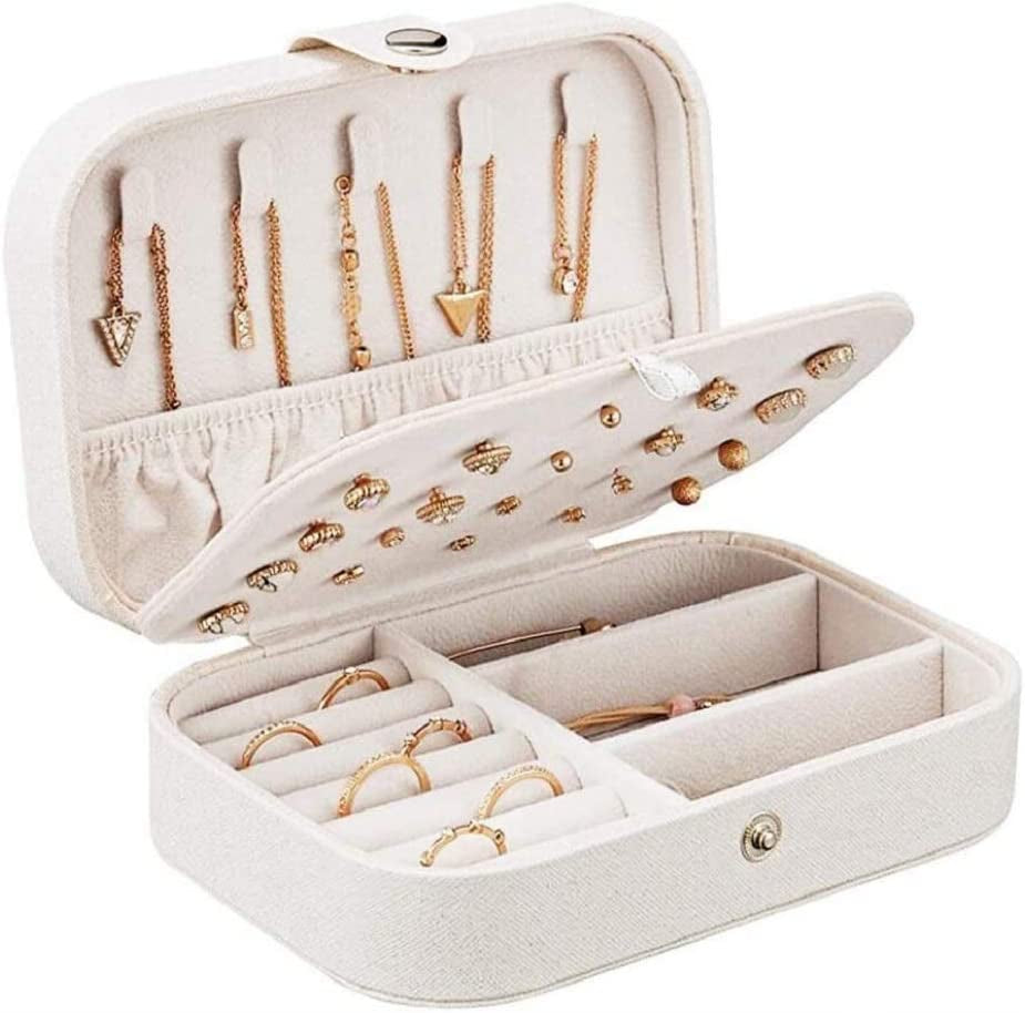 Double Layer Travel Jewelry Organizer - Elegant PU Leather Case for Rings, Earrings, Necklaces, and Bracelets
