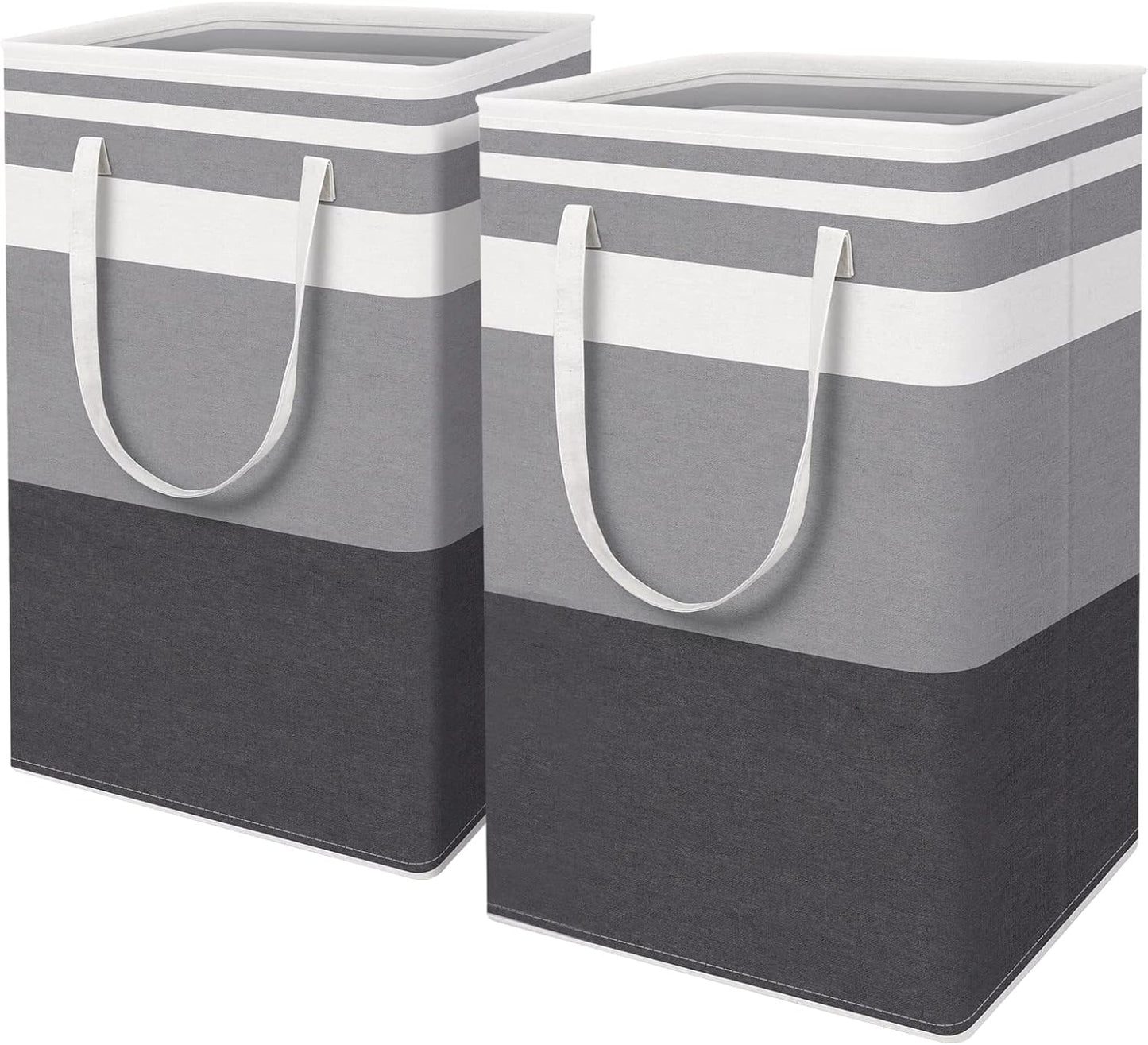 3-Pack Collapsible Large Laundry Baskets, 75L Waterproof Storage Hamper with Easy Carry Handles(Gradient Grey)