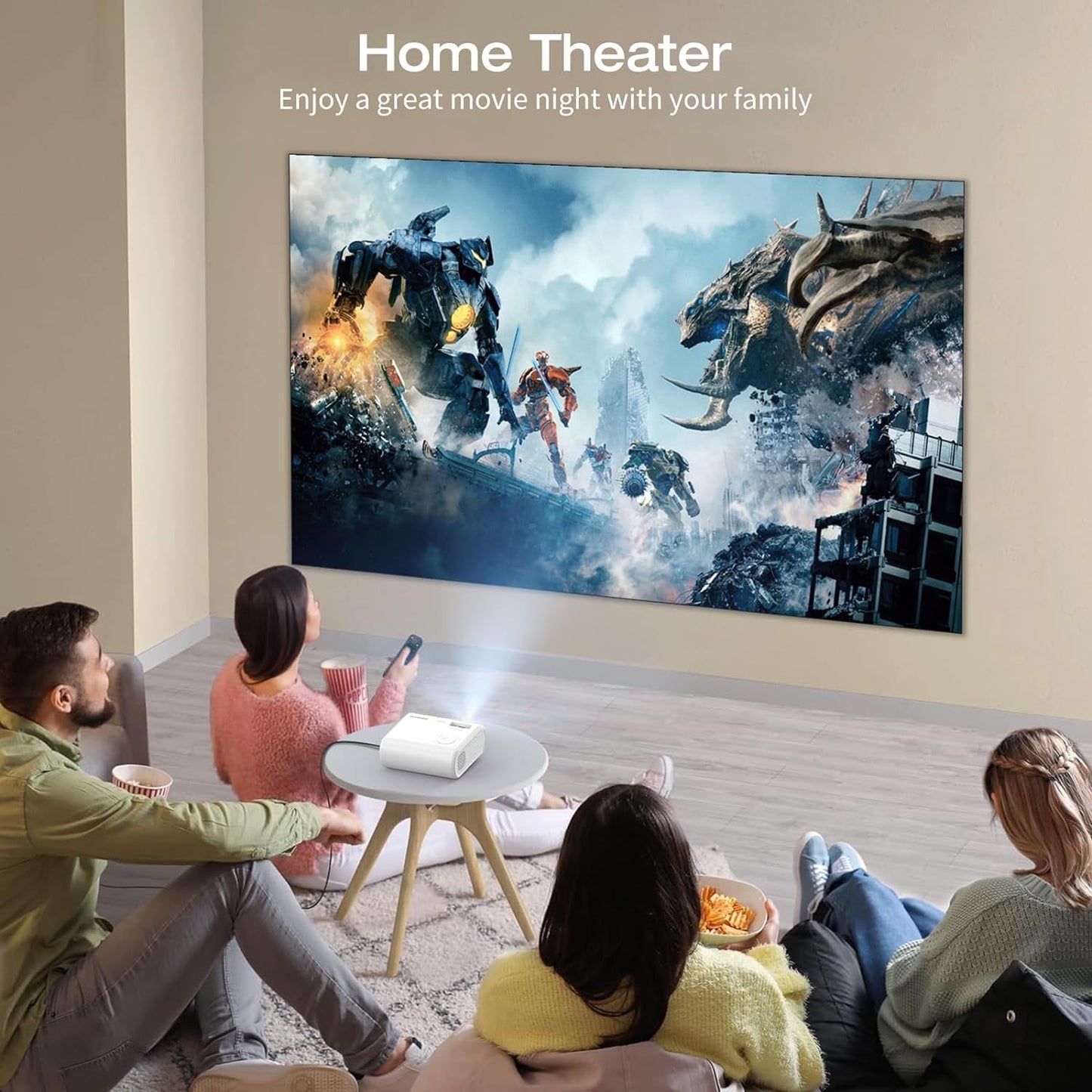 Portable Mini Projector 2024 - 9000 Lux Full HD 1080P, Compatible with iOS, Android, Tablets, Laptops
