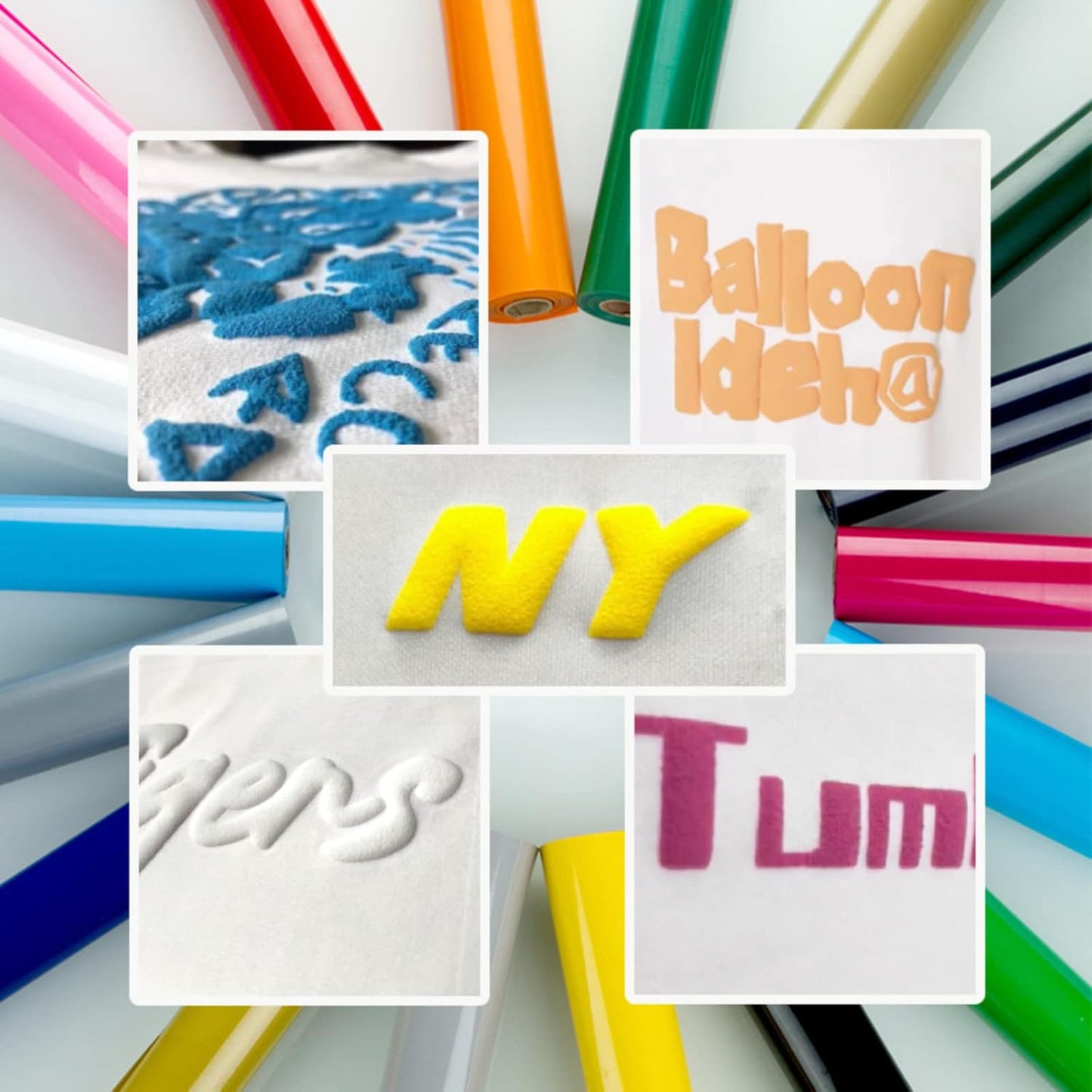 DIY T-Shirts 3D Puff Heat Transfer Vinyl - 12" x 10" Foaming HTV Press Film - 10 Assorted Color Sheets
