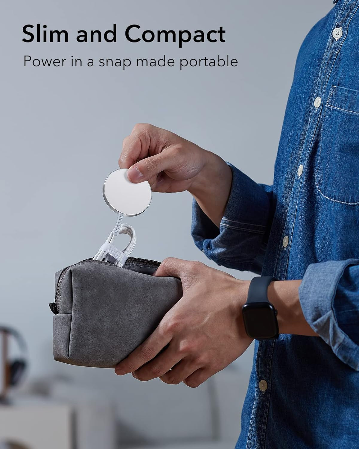 Wireless Charger for MagSafe (Halolock) for iPhones - Featuring Strong Magnetic Lock, Silver