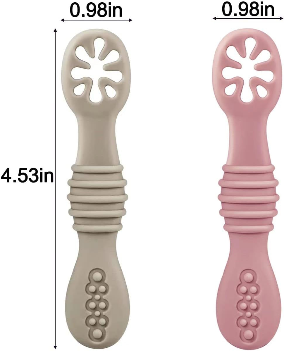 7 Pack Silicone Baby Feeding Spoon| Baby Led Weaning Spoon for Self Feeding First Stage| Infant Toddler Baby Spoons 4 6Months| BPA Free