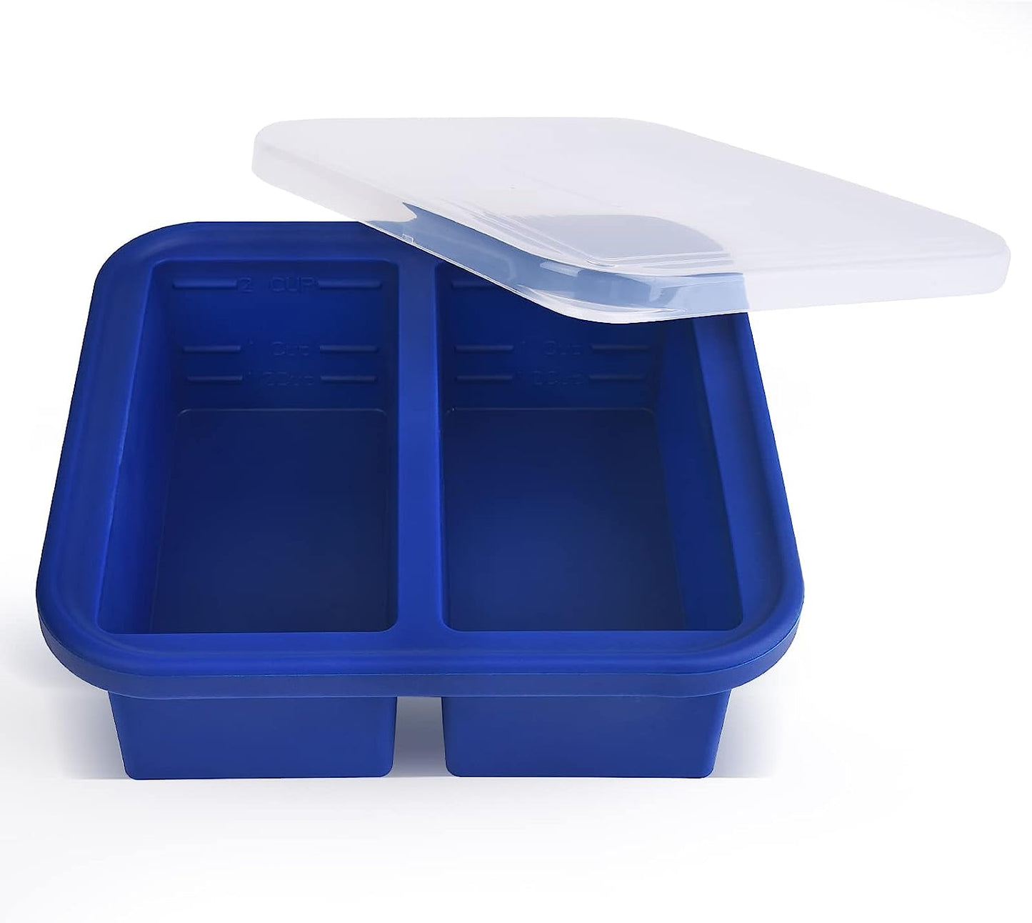 Silicone Freezer Tray with Lids,1-Cup Portion Molds for Easy Food Storage, 2 Sets