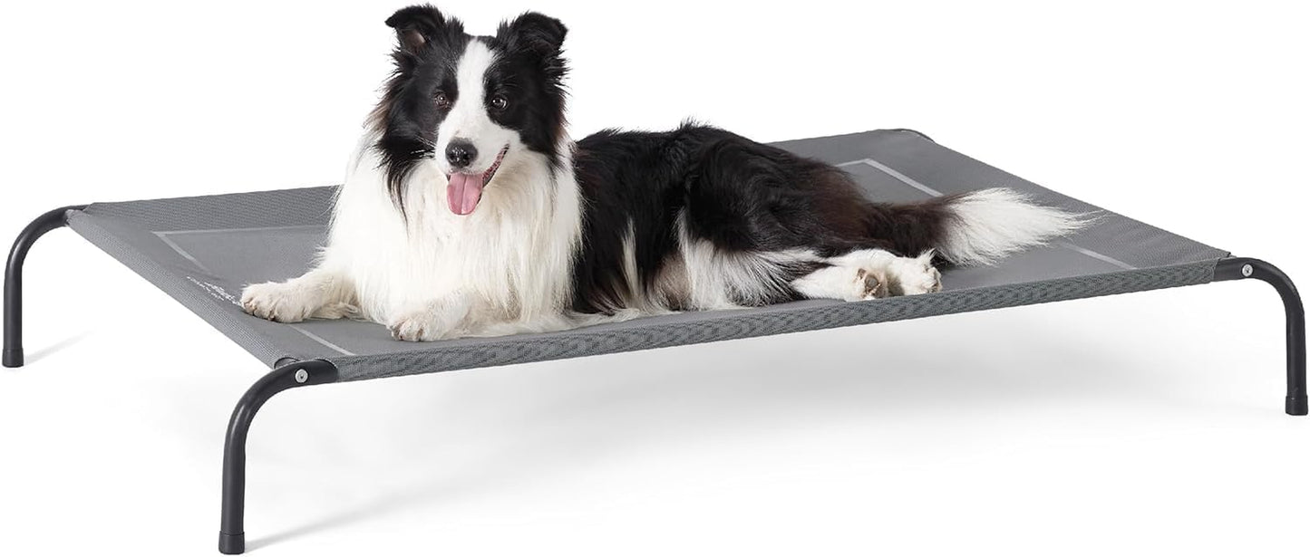 Large Elevated Outdoor Dog Bed - Portable Raised Cot - Large Dogs, Cooling Summer Frame, Breathable Mesh, 49 Inches