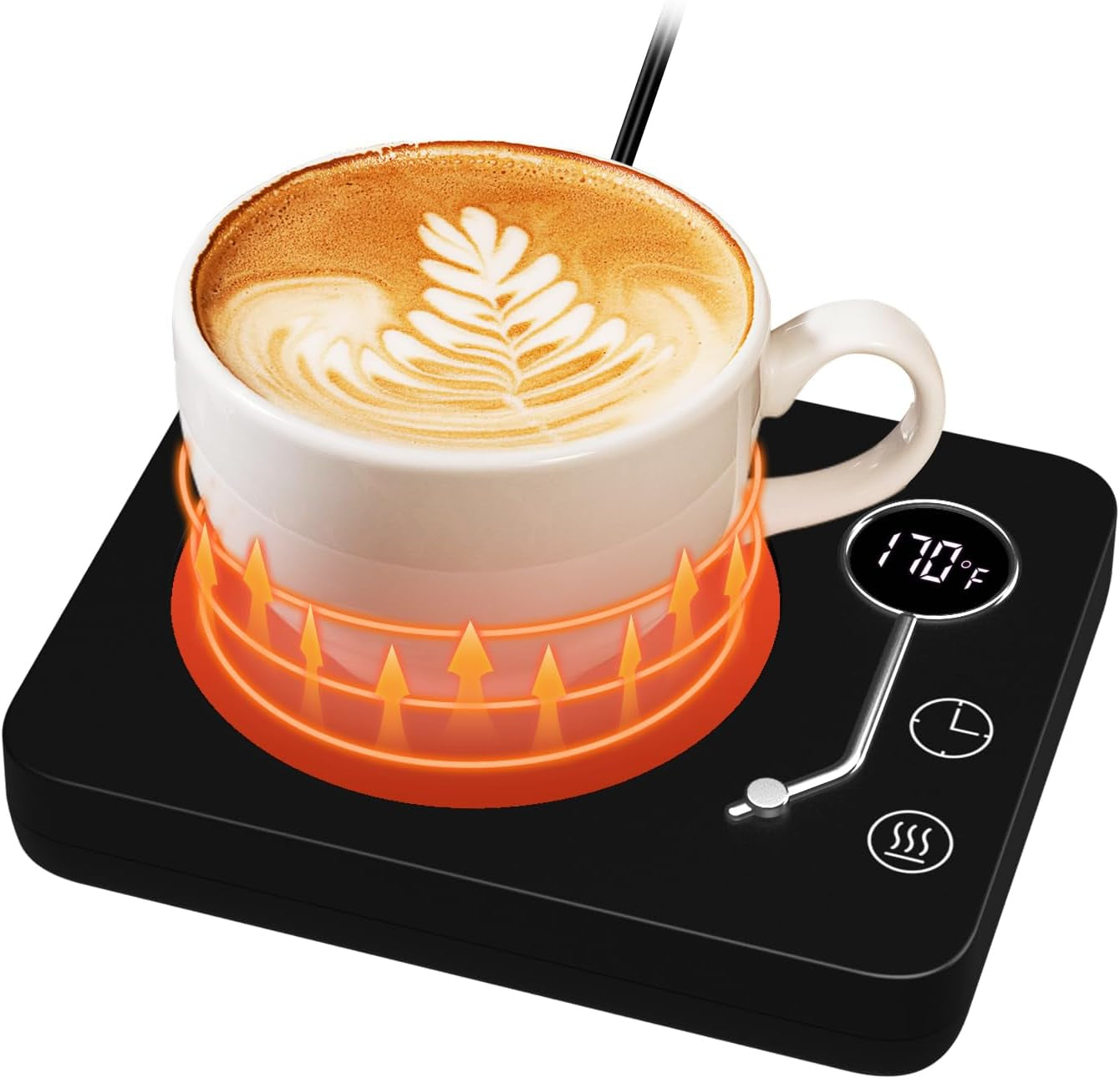 Coffee Mug Warmer with Three Temperature Settings and Auto Shut-Off for Desk Use - Ideal for Coffee, Milk, Tea, and Beverages