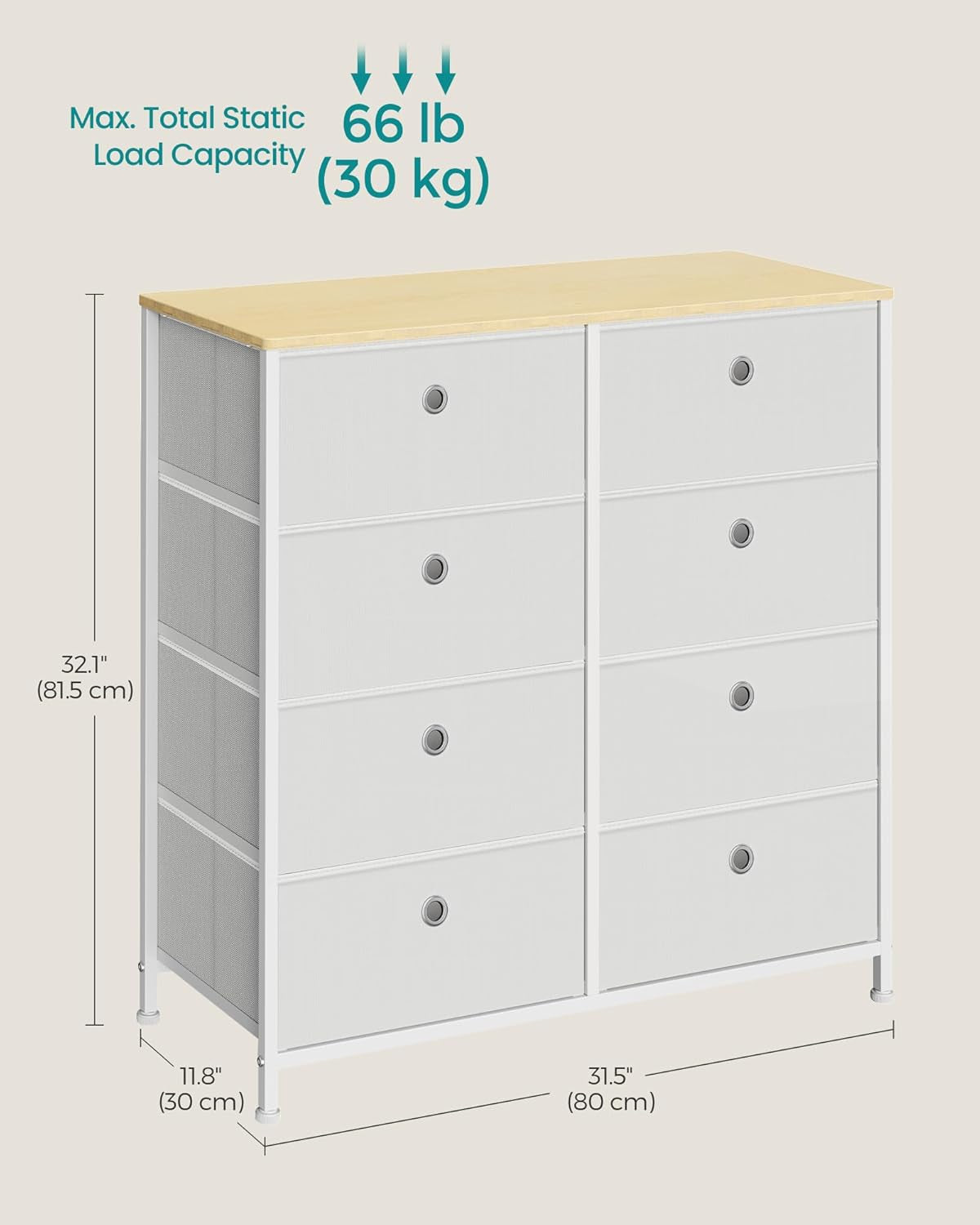Storage Dresser with Eight Fabric Drawers for Closet Organization
