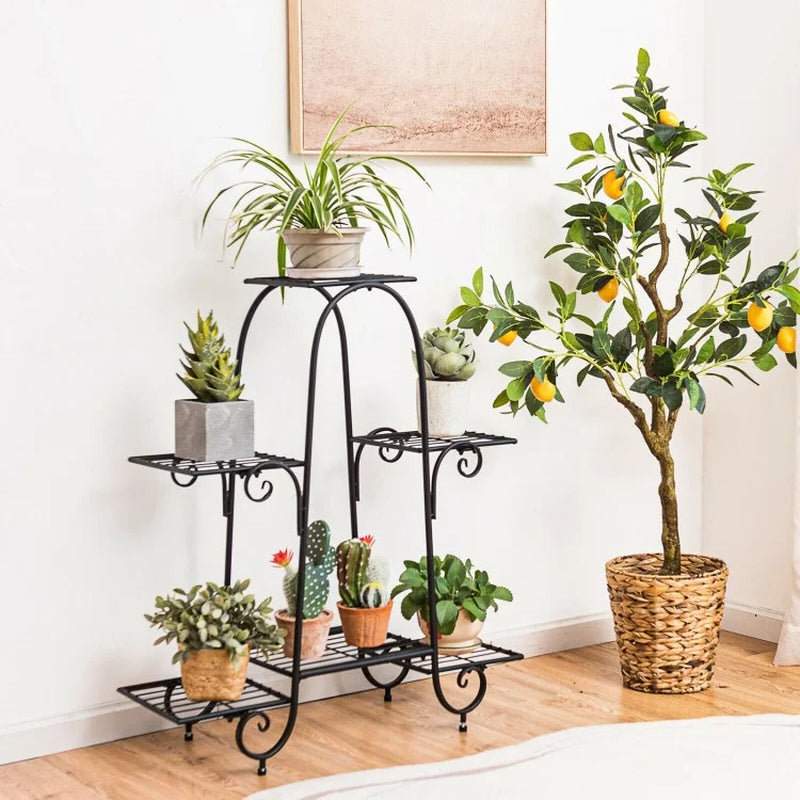 6-Tier Adjustable Plant Stand with Stabilizing Foot Pads