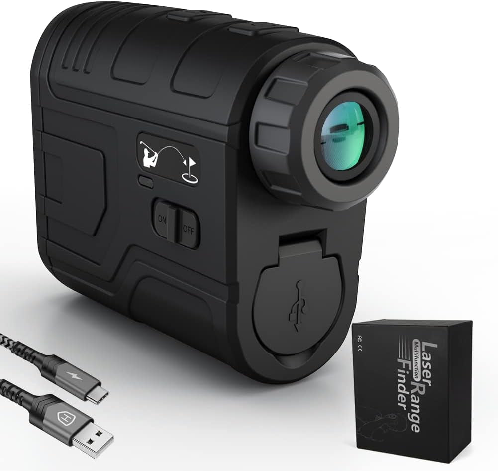 Laser Rangefinder for Golf and Hunting with Slope Switch, Flagpole Lock, Altimeter, Speed, and Distance Modes - Type-C Rechargeable