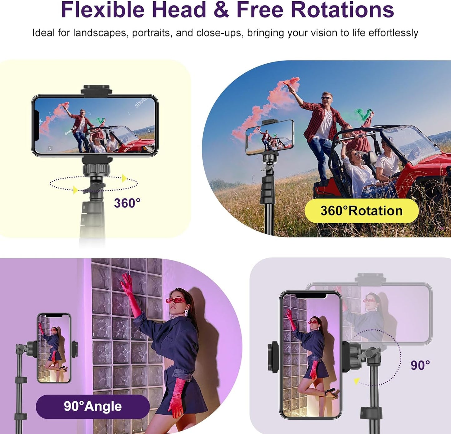Extendable 62" Selfie Stick Tripod with Bluetooth Remote for Smartphones, Durable Lightweight Aluminum Construction