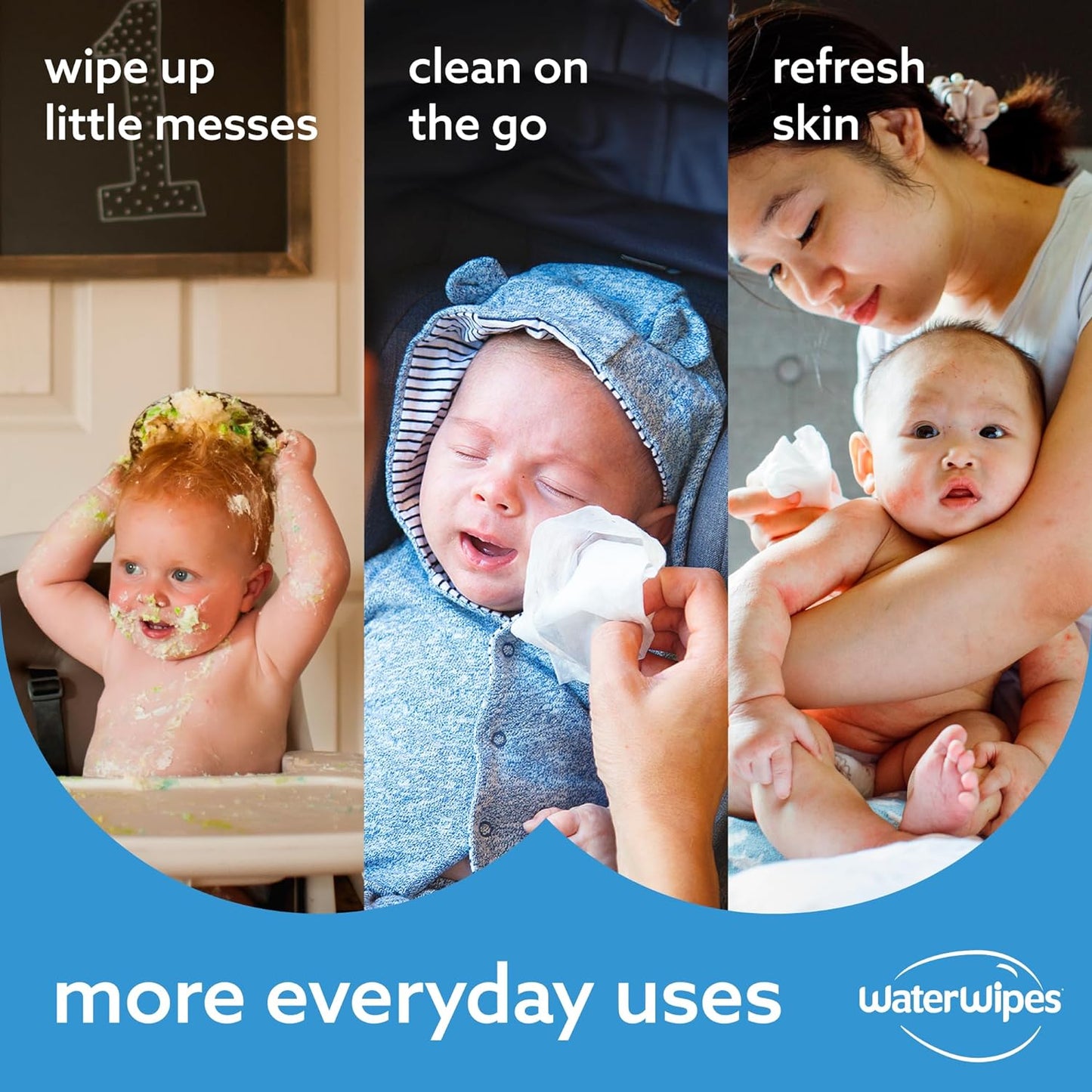 Plastic-Free Original Baby Wipes, 99.9% Water Based Wipes, Unscented -Sensitive Skin, 240 Count (4 Packs)