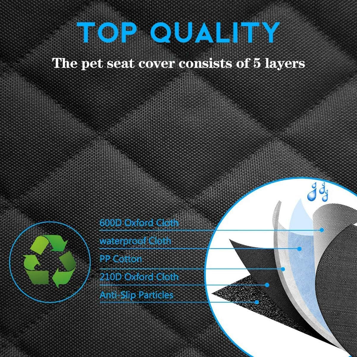 Waterproof Dog Car Seat Cover - Nonslip Bench Protector, Compatible with Middle Seat Belt - Bucket & Bench Styles