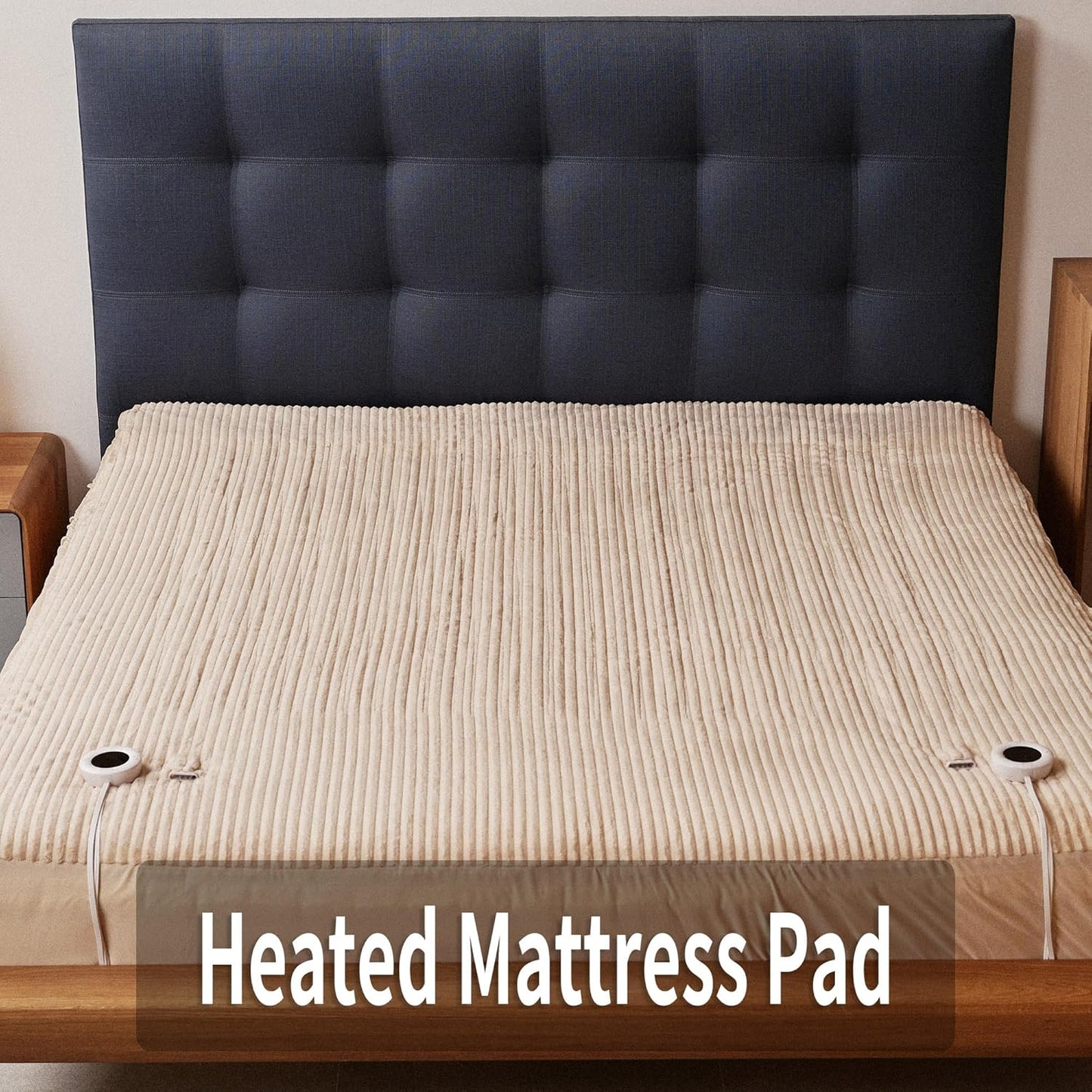King Size Heated Mattress Pad with Dual Control - Electric Pad 78"x80"+15" with 6 Heat Settings, Adjustable 1-10 Hour Auto-Off, ETL Certified, Fast Heating, Overheat Protection, Machine Washable