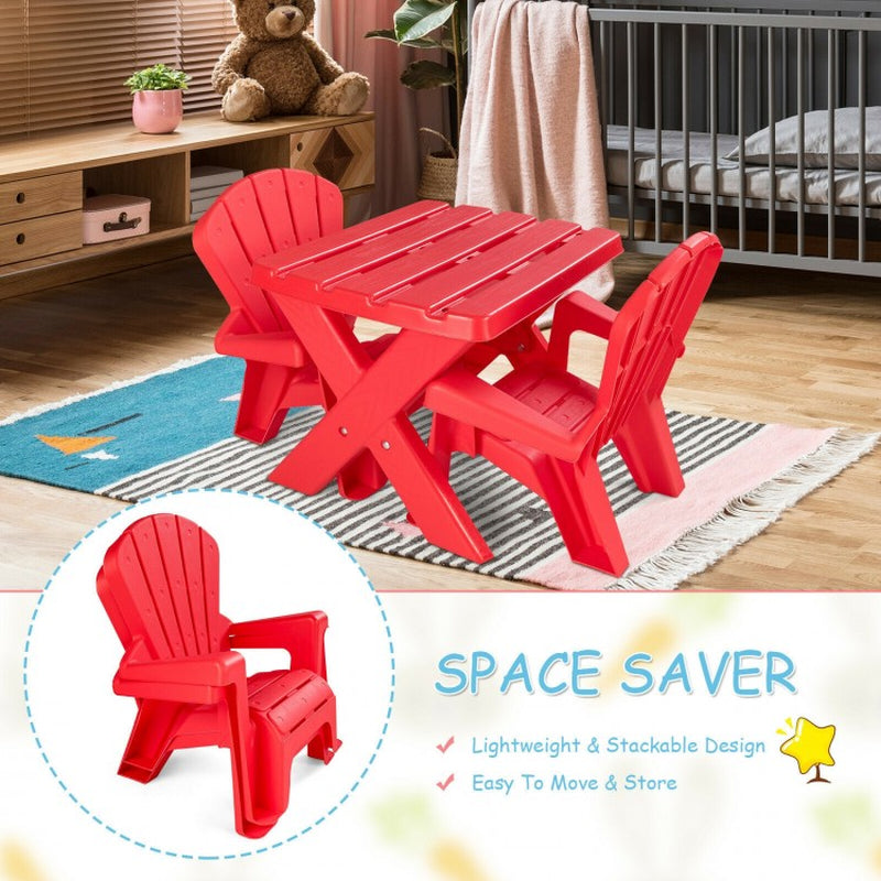 3-Piece Children's Plastic Play Table and Chair Set