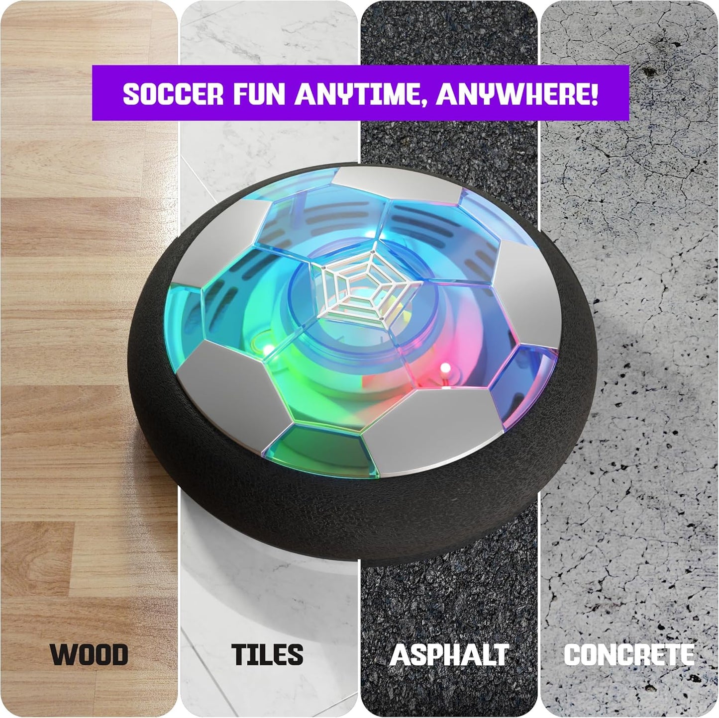 Hover Soccer Ball Indoor Toy Game with Light-Up Features Aged 6+