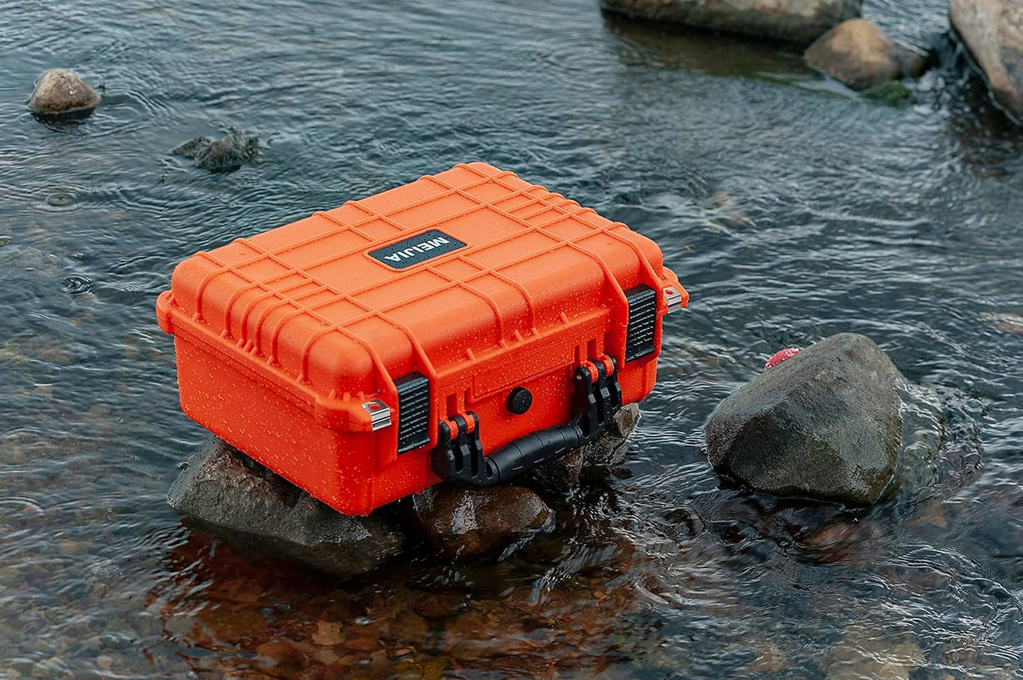 Portable Waterproof Hard Case - Customizable Foam -Drones, Equipment, Firearms - 15.98 x 12.99 x 6.85 Inches (Orange)