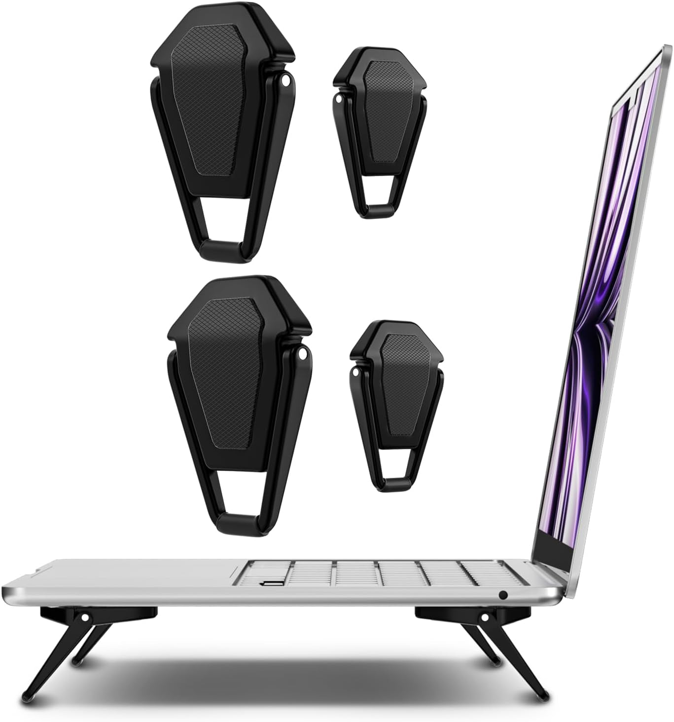 Portable Invisible Laptop Stand (2-Pack) - Mini Aluminum Cooling Pad and Ergonomic Lightweight Desk Stand 12-17 Inch Tablets/Laptops - Black