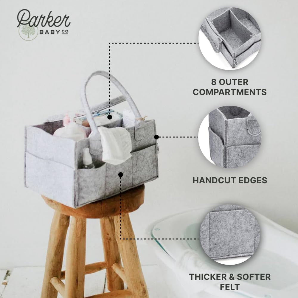 Baby Diaper Caddy - Nursery Storage Bin, Car Organizer for Diapers and Baby Wipes