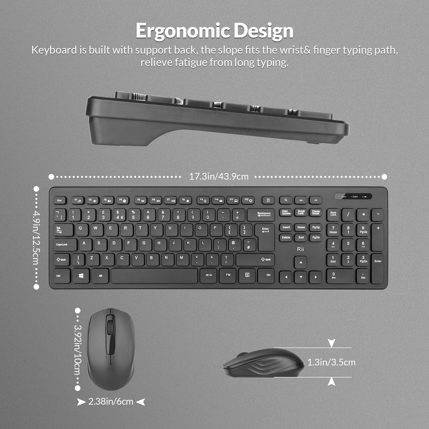 Wireless Keyboard and Mouse Combo - Quiet-Typing Standard Keyboard and Mouse Set for Office, Home, and Business Use