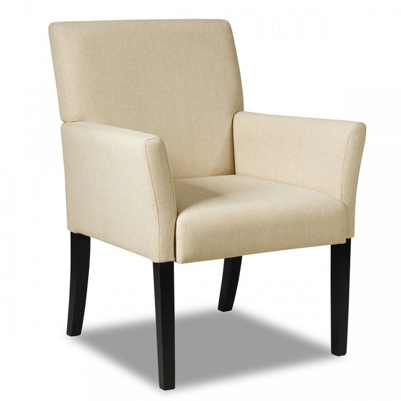 Executive Guest Armchair with Fabric Upholstery and Rubberwood Legs