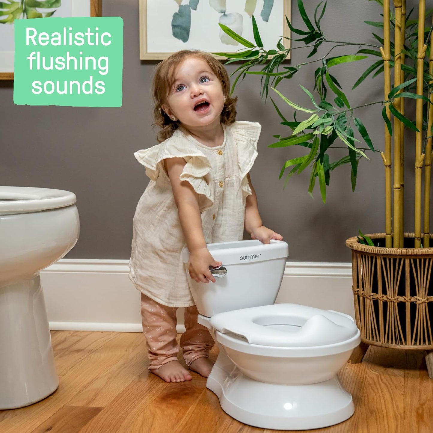 Summer My Size Potty Pro (White) – Realistic Potty Training Toilet with Easy Clean Design and Authentic Flushing Sound