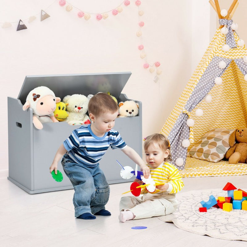 Children's Wooden Flip-Top Storage Chest Bench with Cushioned Hinge
