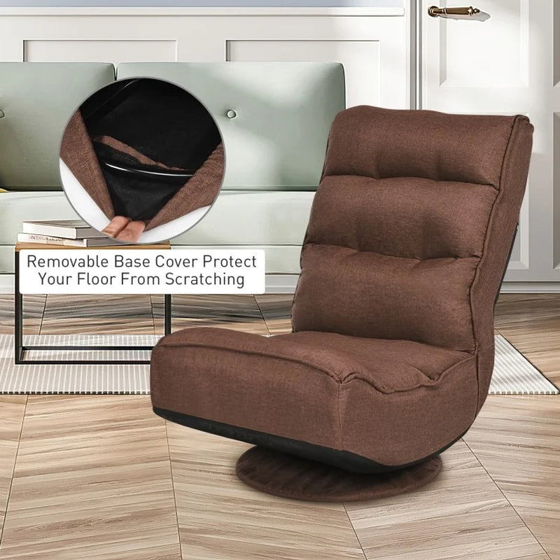 360-Degree Swivel Folding Gaming Chair with Adjustable Backrest