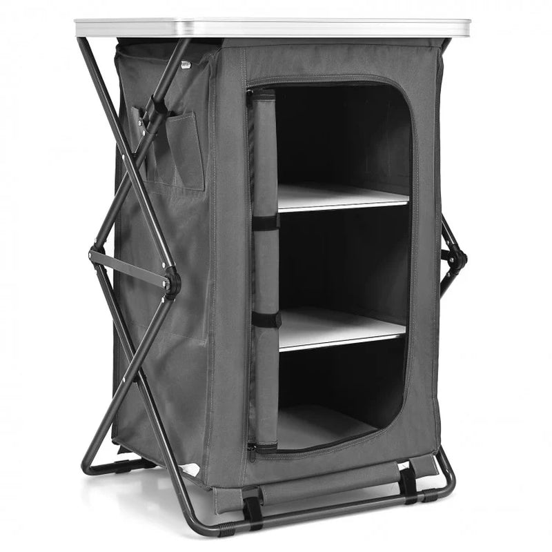Compact Folding Pop-Up Storage Cabinet for Camping with Carry Bag