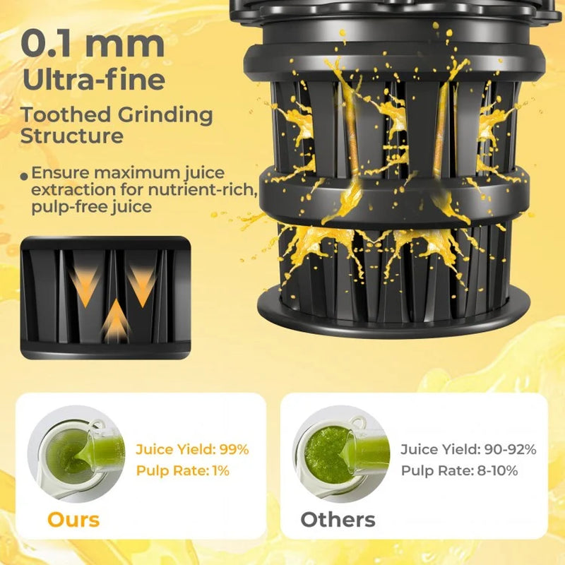 High-Efficiency Cold Press Juicer with 5.3-Inch Feed Chute and Reverse Function for Optimal Juice Yield