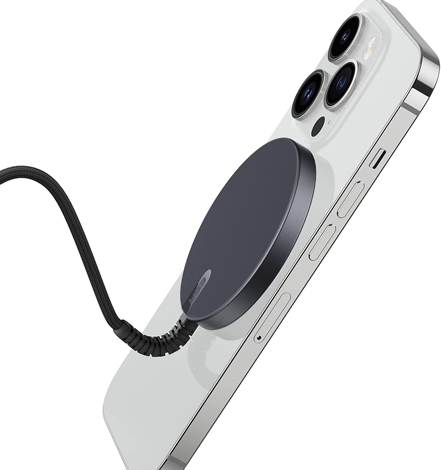 Wireless Charger for MagSafe (Halolock) for iPhones - Featuring Strong Magnetic Lock, Silver
