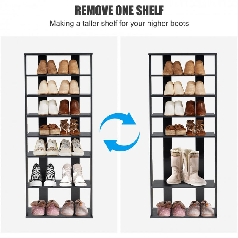 7-Tier Free-Standing Vertical Shoe Rack with Sleek Shelving Storage
