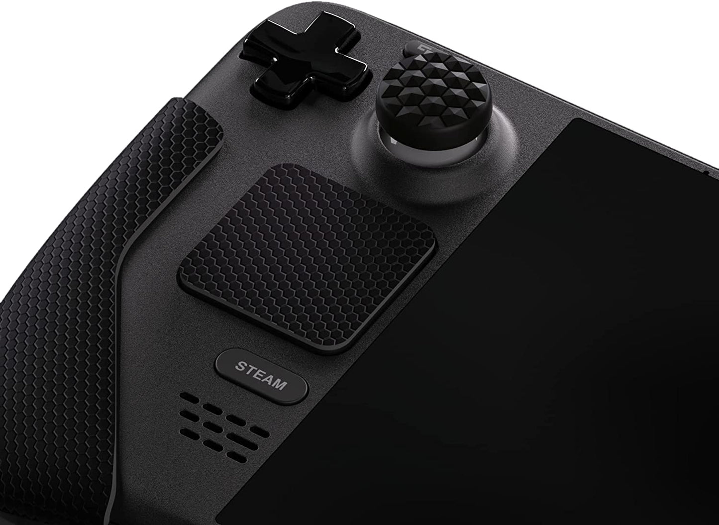 Textured Soft Rubber Handle Grips for Steam Deck LCD & OLED - Honeycomb Black Trackpad Skin Enhancement