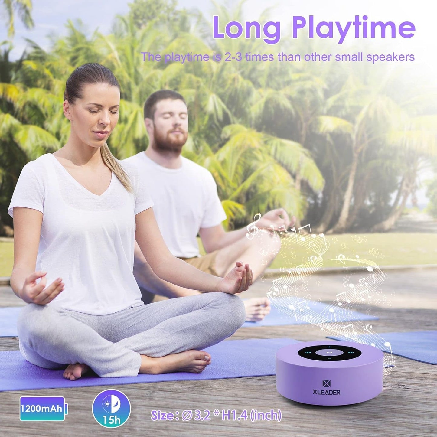 Smart Touch Bluetooth Speaker - Soundangel Lavender Auto Pairing Pocket Speaker, Portable Waterproof Case, 3D Sound, Microphone, TF Card, and Aux