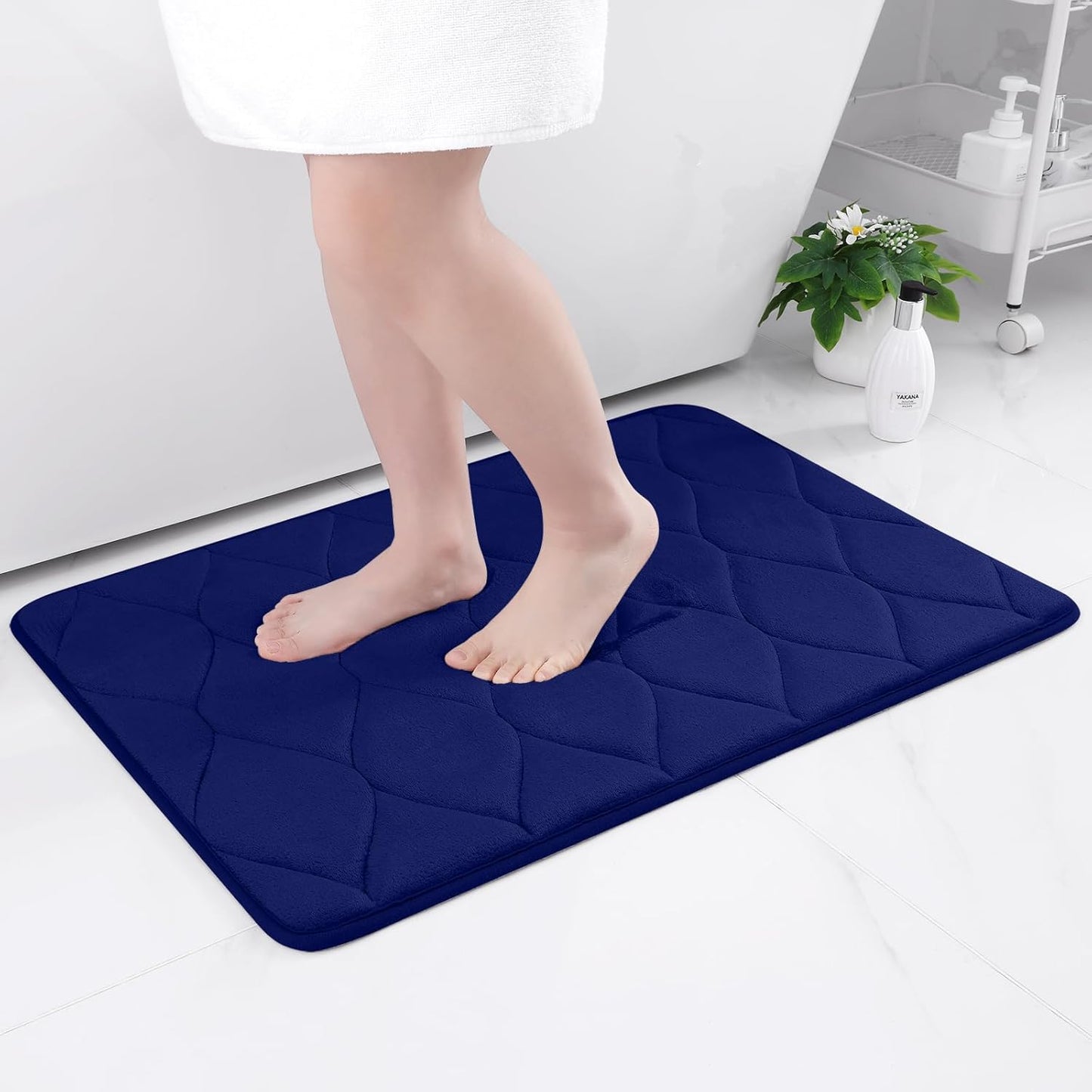 Memory Foam Bath Mats - Soft, Non-Slip, Water-Absorbent, Machine Washable Bathroom Rugs, 24" x 16", Dark Grey